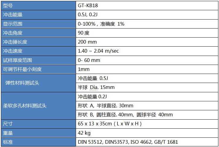 回弹性试验机参数